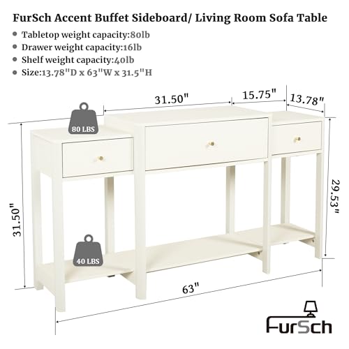 63" Console Table with Drawer, Marble Texture Top Sideboard with Open Bottom Shelf J637774