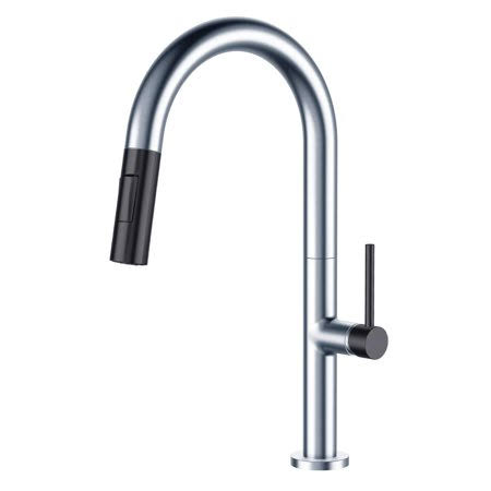 Chrome Gun Black Pull Down Single Handle Kitchen Faucet T536964