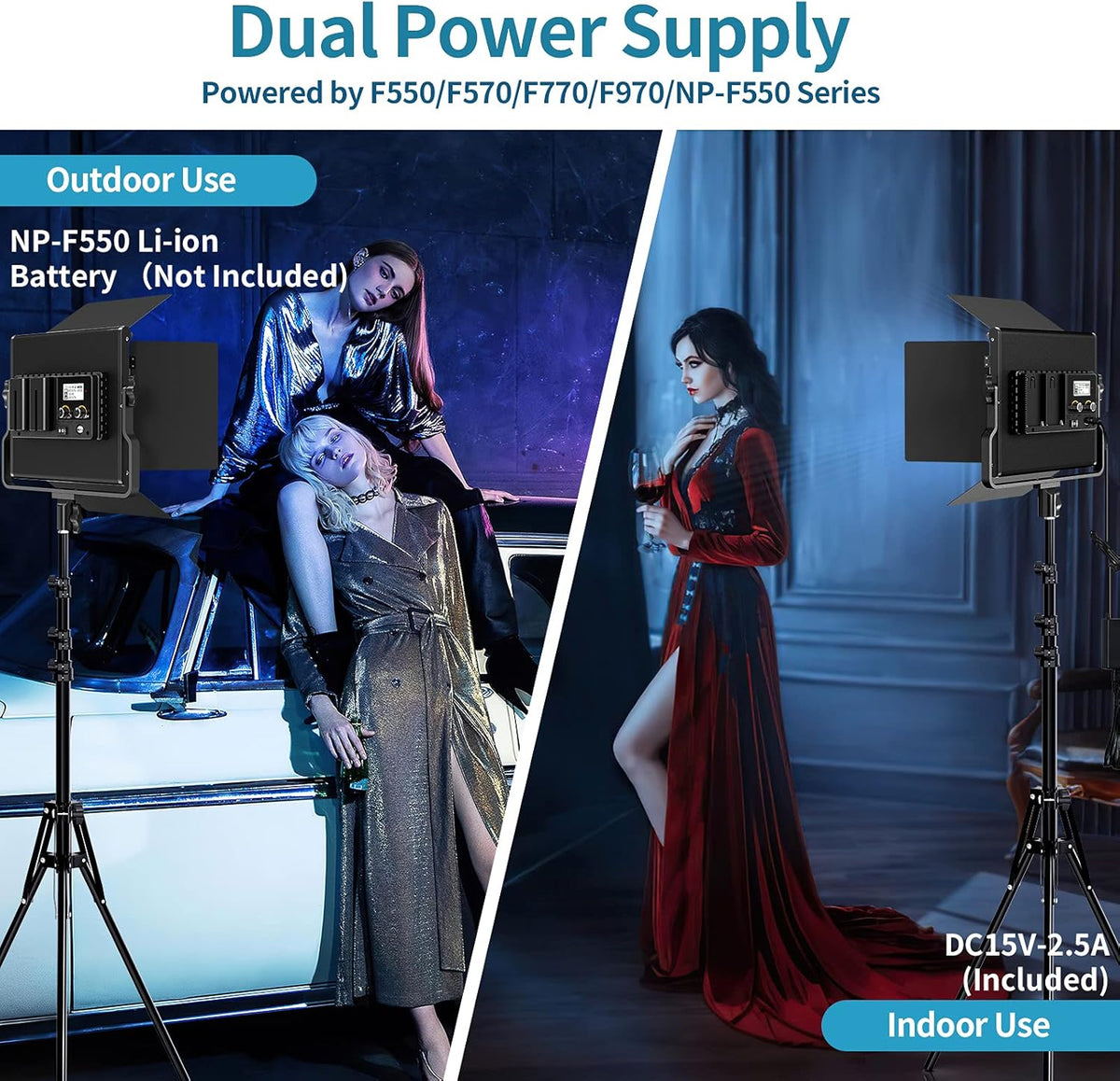 RGB LED Video Lighting Kit, 2 Packs Dimmable 552PCS LED Studio Lighting G1751