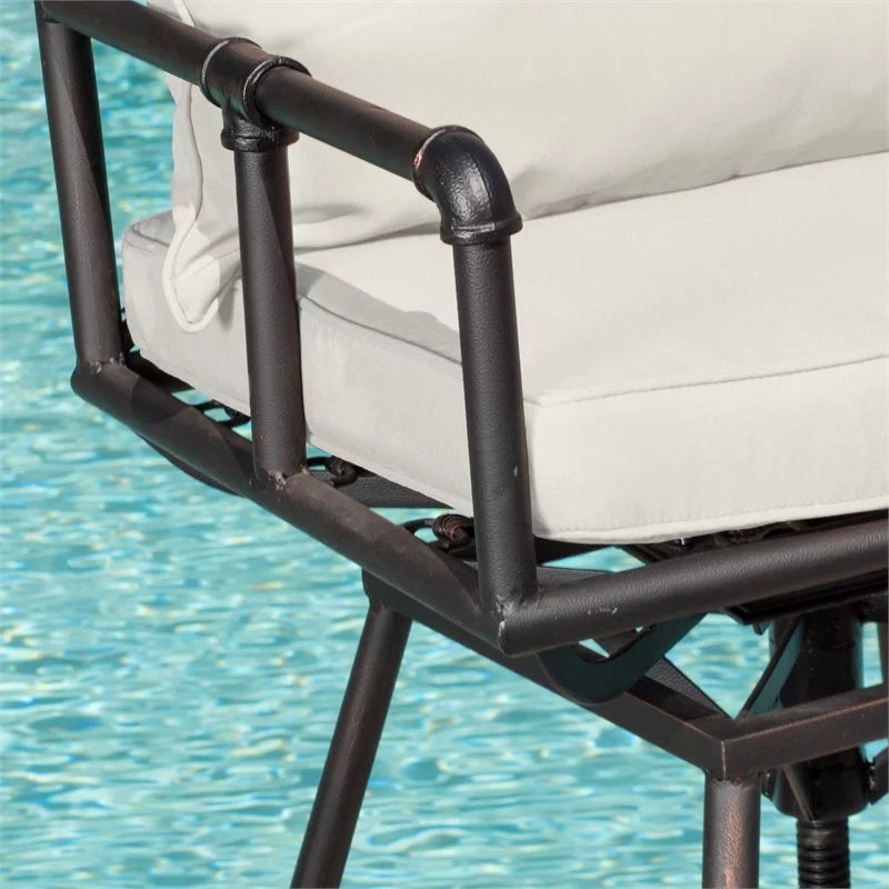 Adjustable Barstool Set of 2 Black Copper Beige X235