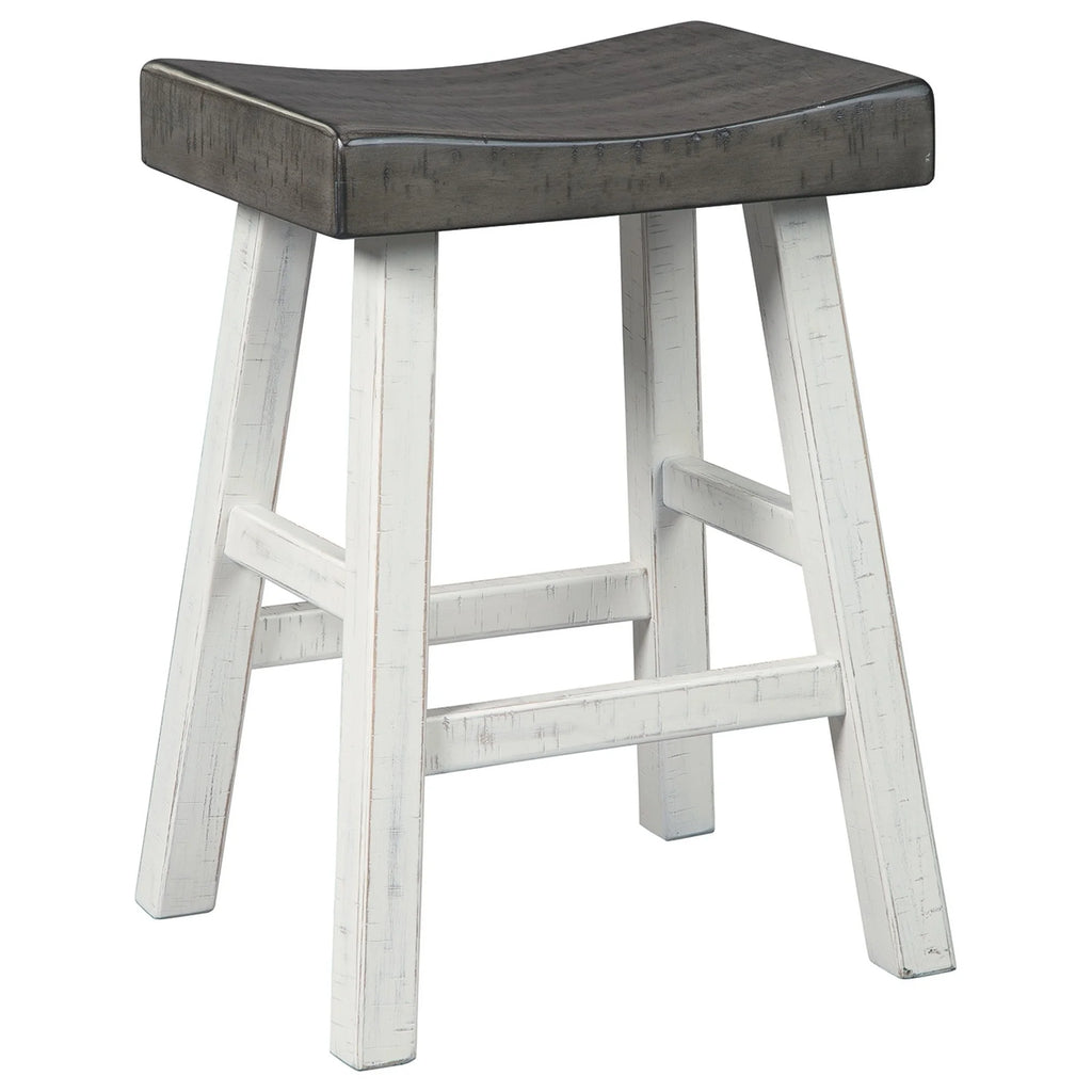 25 Inch Wooden Saddle Stool Set of 2 Brown and White C359920