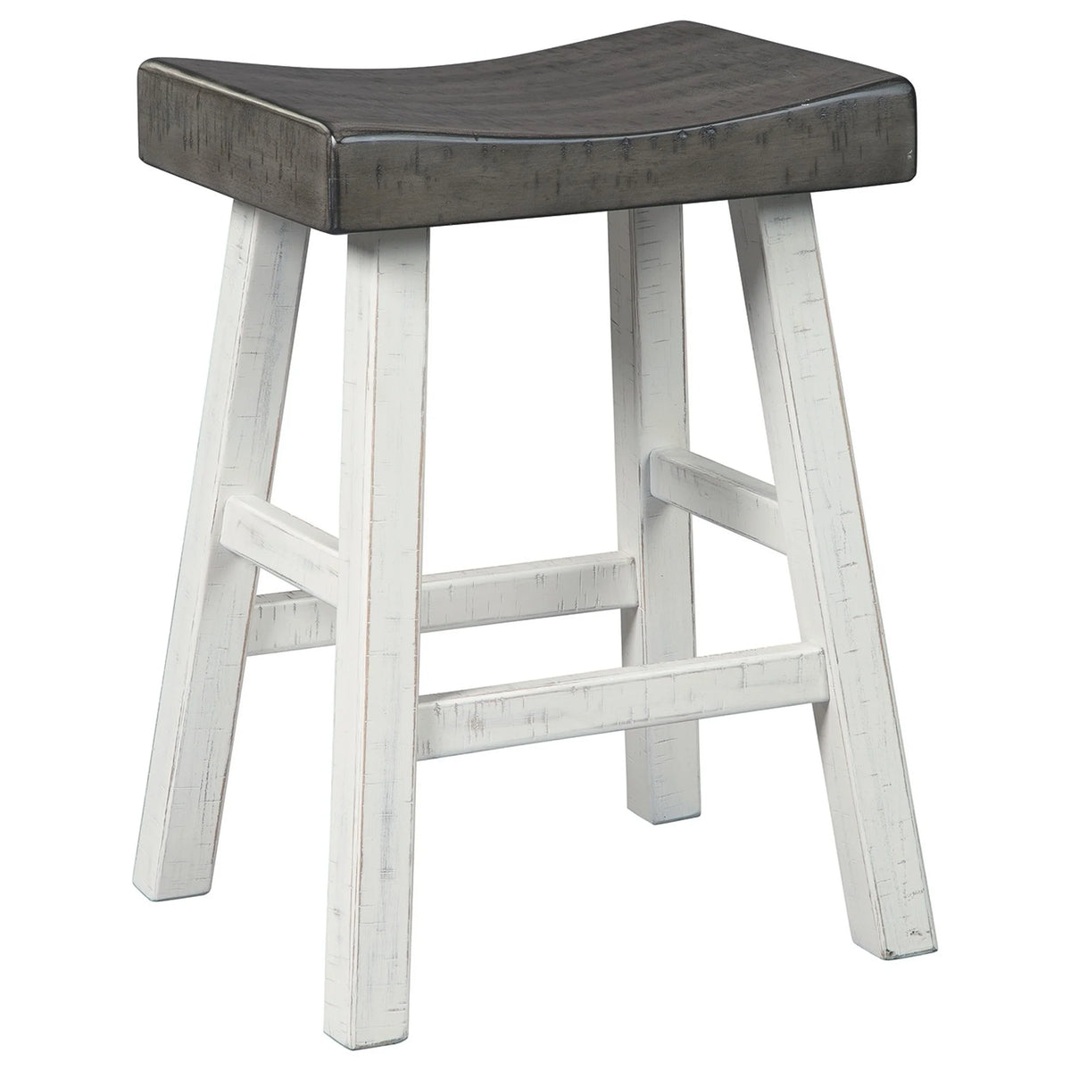 25 Inch Wooden Saddle Stool Set of 2 Brown and White C359920