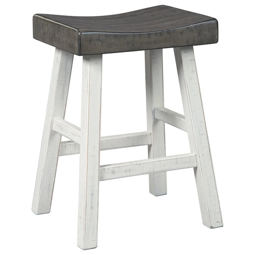 25 Inch Wooden Saddle Stool Set of 2 Brown and White C359920