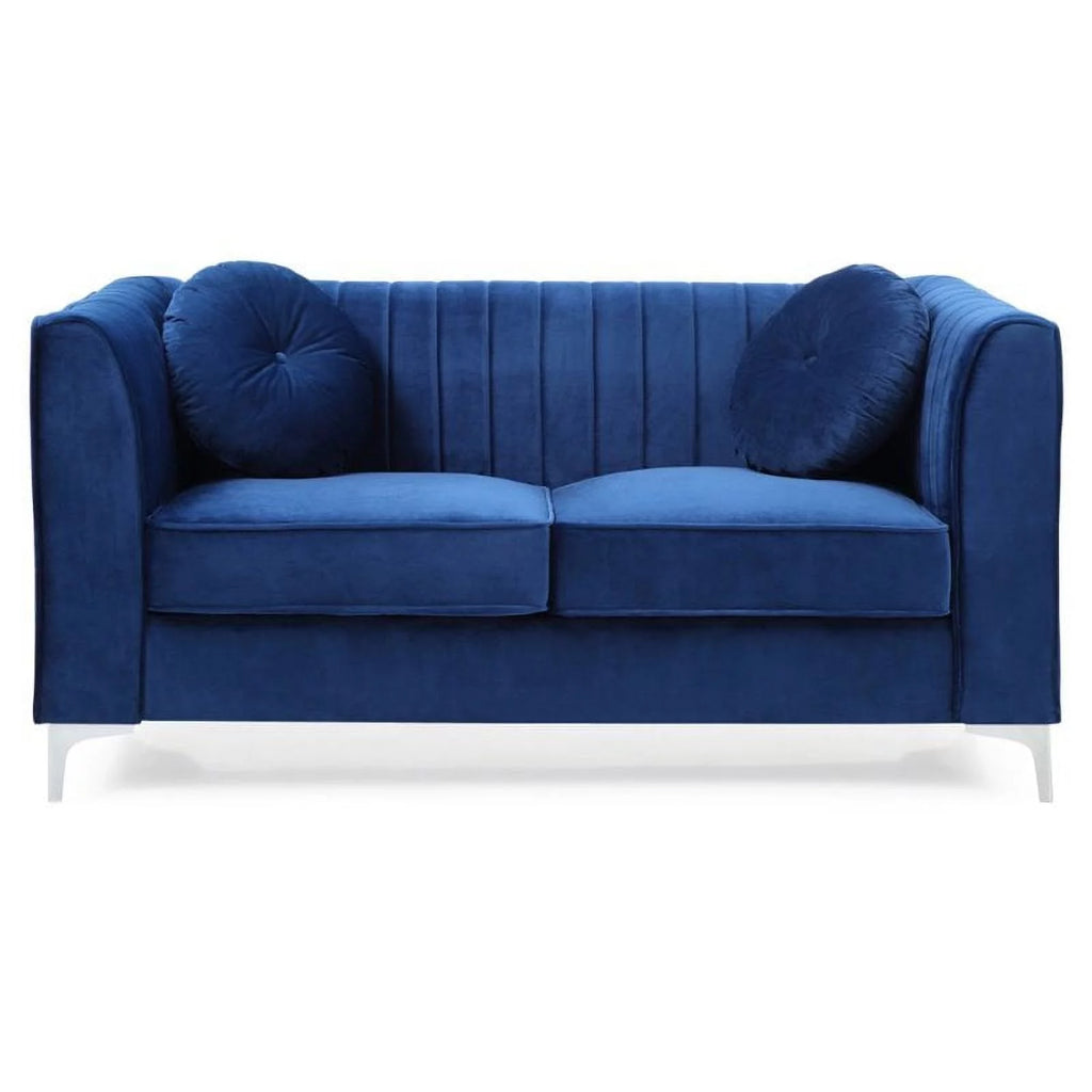 Navy Blue Velvet Loveseat S3758