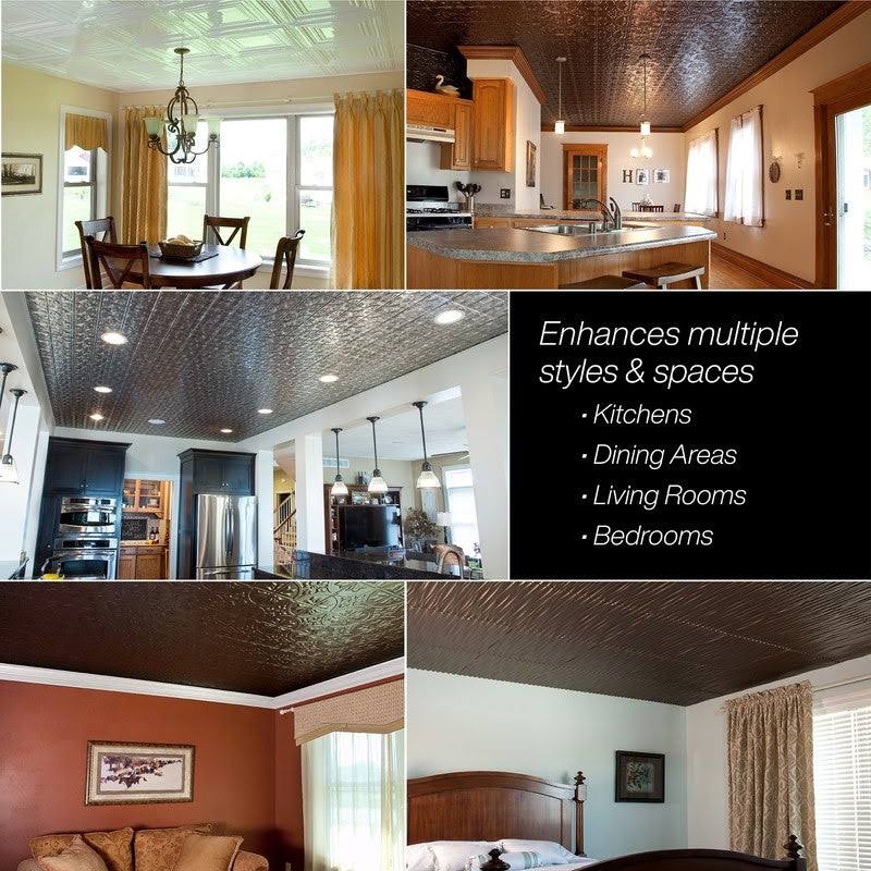 Bermuda Bronze 2ft x 4ft Glue Up Vinyl Ceiling Tile (5 Pack) Q814