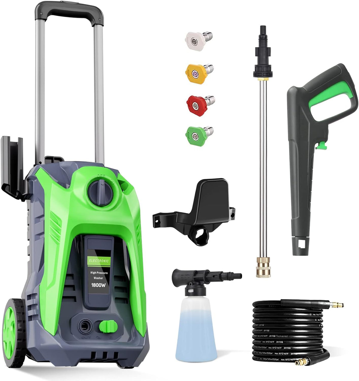 3800 PSI 2.8 GPM Electric Pressure Washer with 4 Nozzles and Foam Cannon Hose Reel K77438