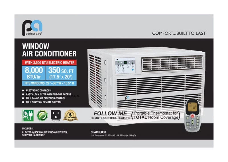 8,000 BTU Window Air Conditioner with Electric Heater K2969