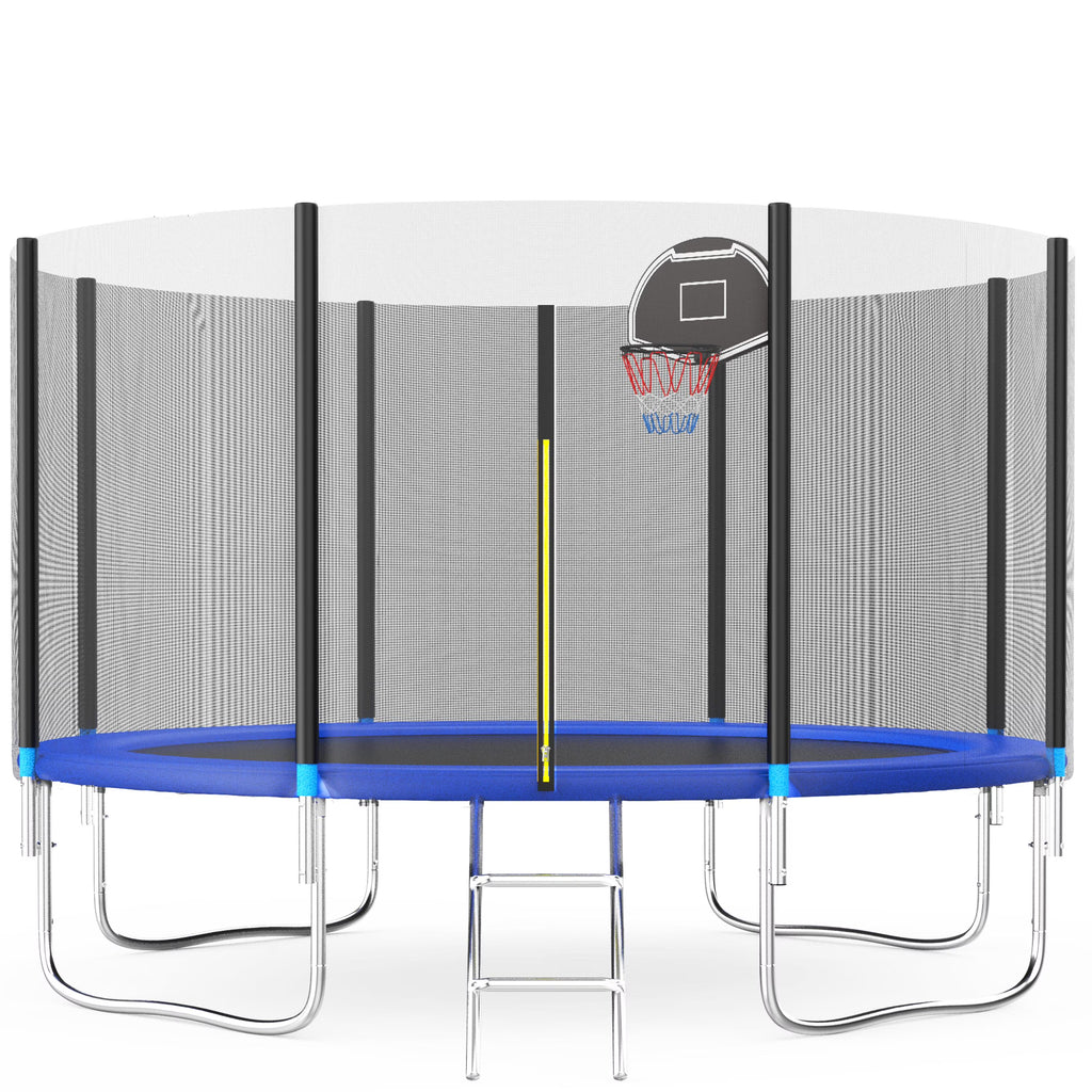 Large 2-IN-1 Trampoline with Hoop, High Density Net, 4 Steel Support Q291