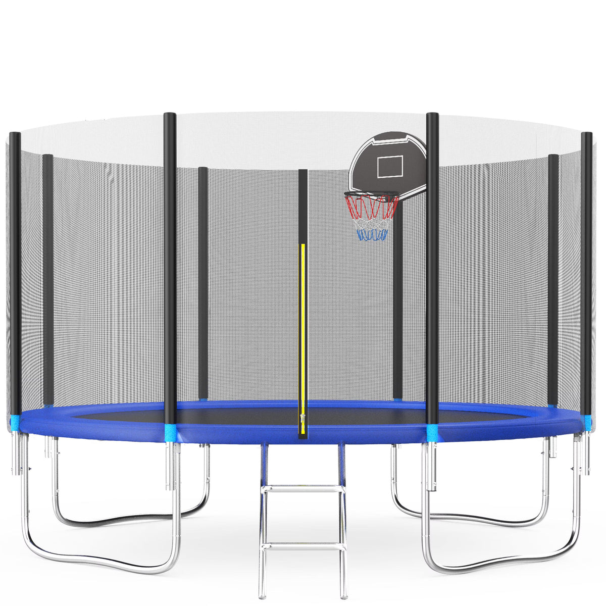 Large 2-IN-1 Trampoline with Hoop, High Density Net, 4 Steel Support Q291
