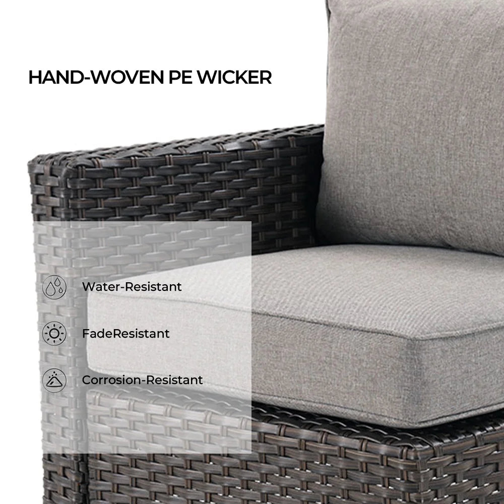 Gray Wicker Right Arm Sofa C196031