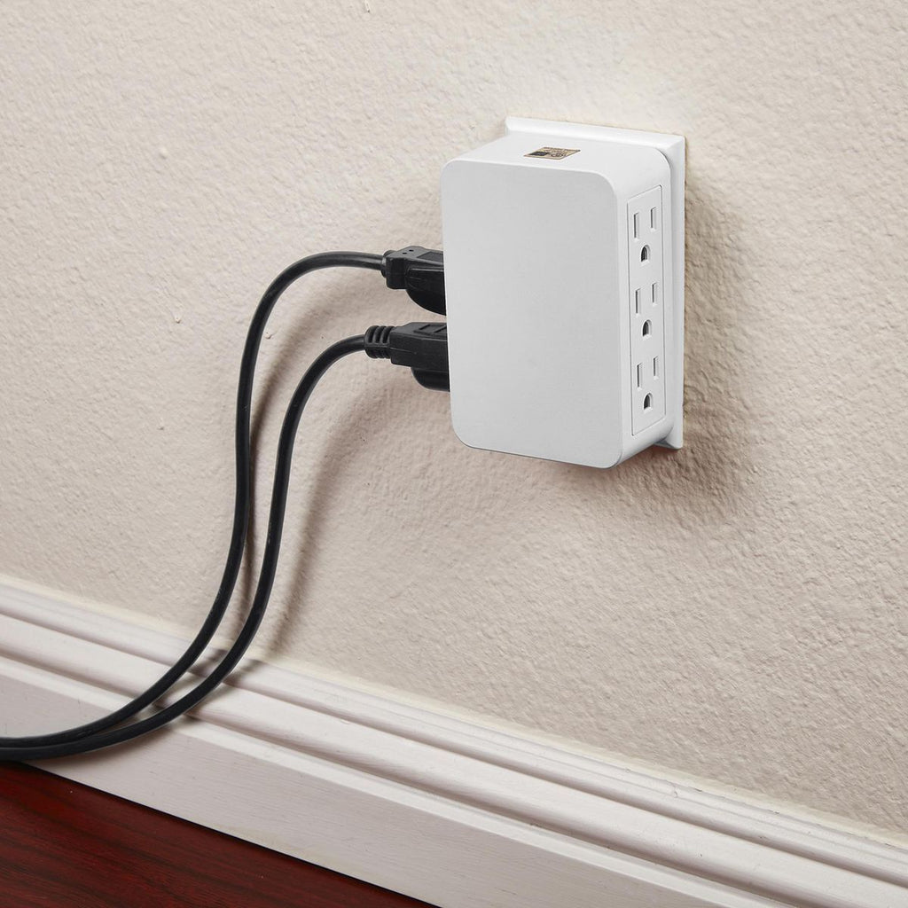 6 Outlet 3-Prong Side Entry Tap White B1834