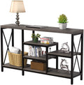 Gray 55"L Narrow Console Table with Storage Shelves A3831