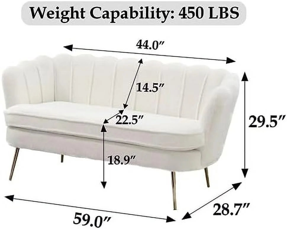 Boucle Loveseat Sofa with Gold Metal Legs P86245