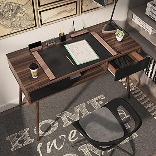 Mid Century Desk with Drawers & Solid Wood Legs L557367