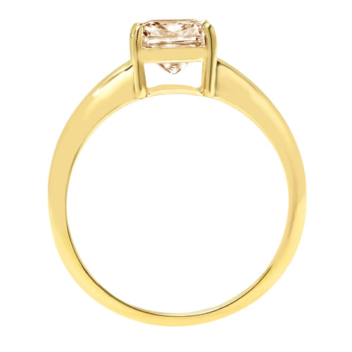 2.5ct Cushion Cut Yellow Moissanite 14k Yellow Gold Ring Size 8.5 T828
