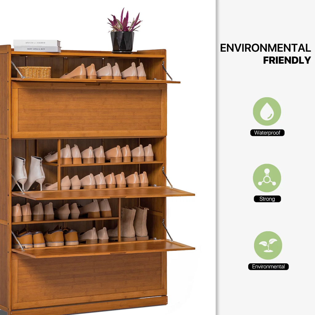 Bamboo 9 Tier Shoe Organizer Cabinet with Door O284885
