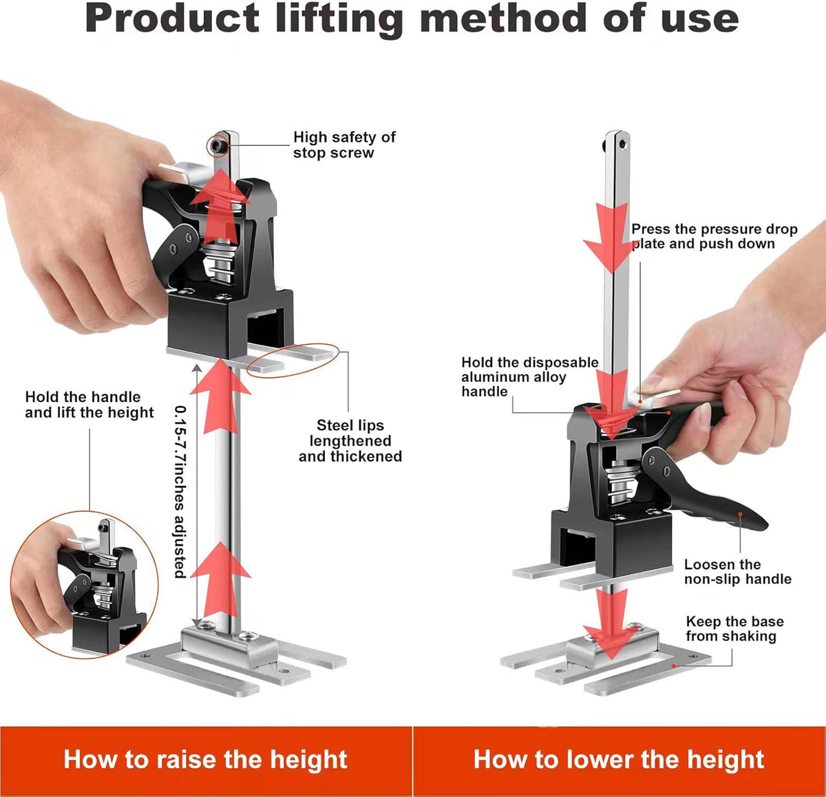2 Packs 12in Arm Tool Jack Hand Tool Jack Set Heavy Duty Cabinet Lifter A227800