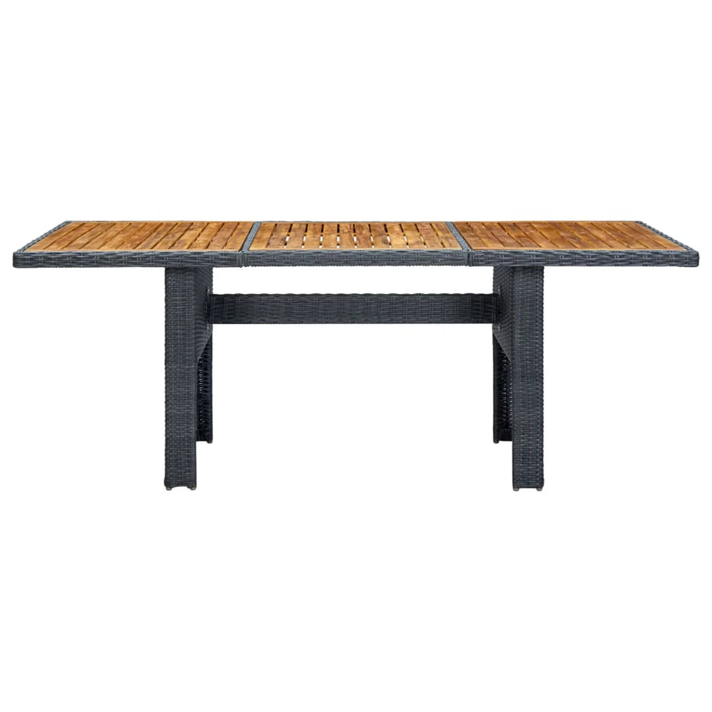 Acacia Wood Top Poly Rattan Outdoor Dining Table K9694