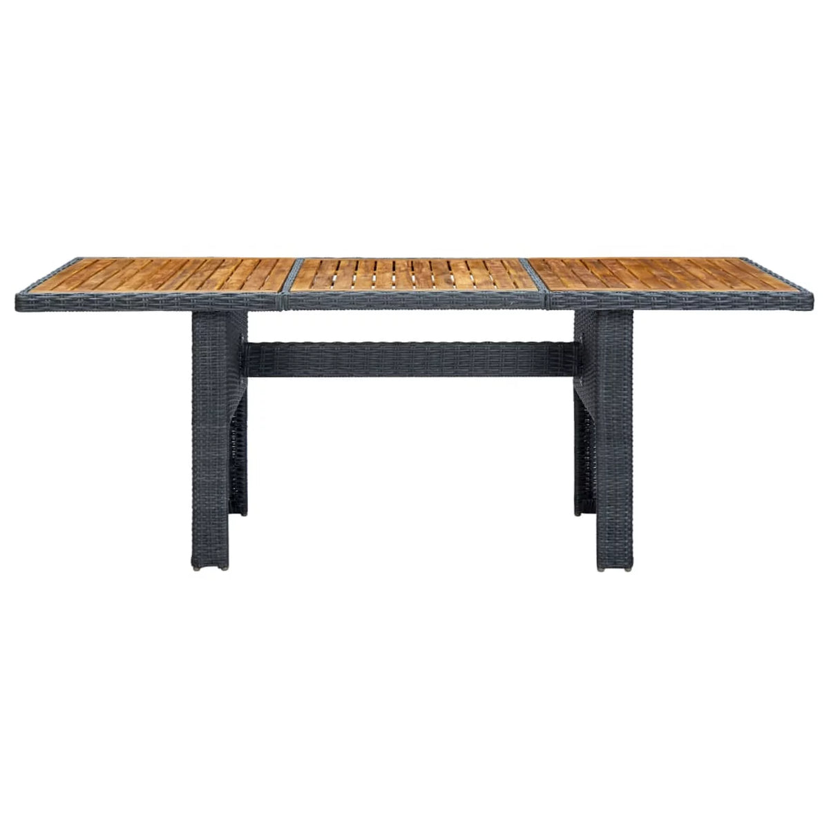 Acacia Wood Top Poly Rattan Outdoor Dining Table K9694