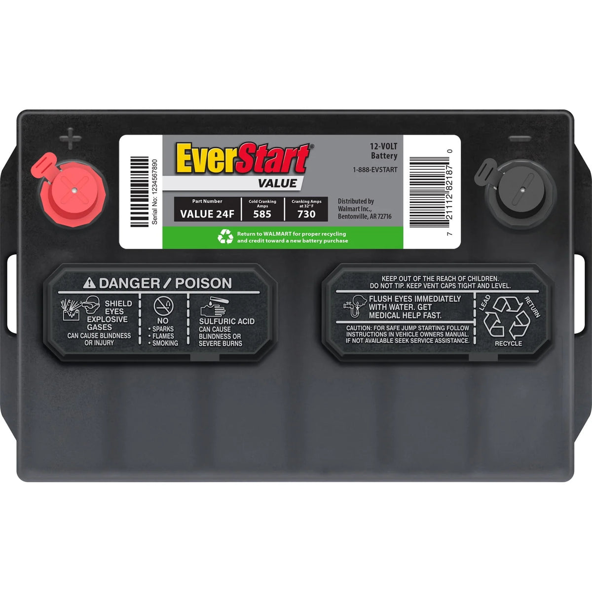 Lead Acid Automotive Battery Group Size 24F 12 Volt 585 CCA H30110