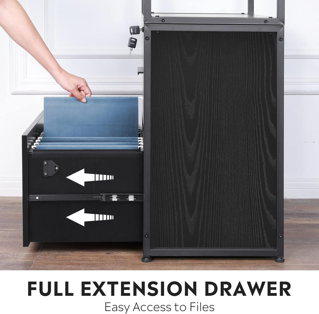 2 Drawer Black Lateral File Cabinet with Lock W7998