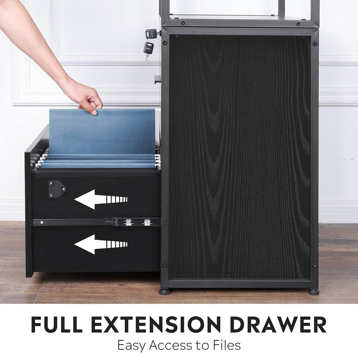 2 Drawer Black Lateral File Cabinet with Lock W7998