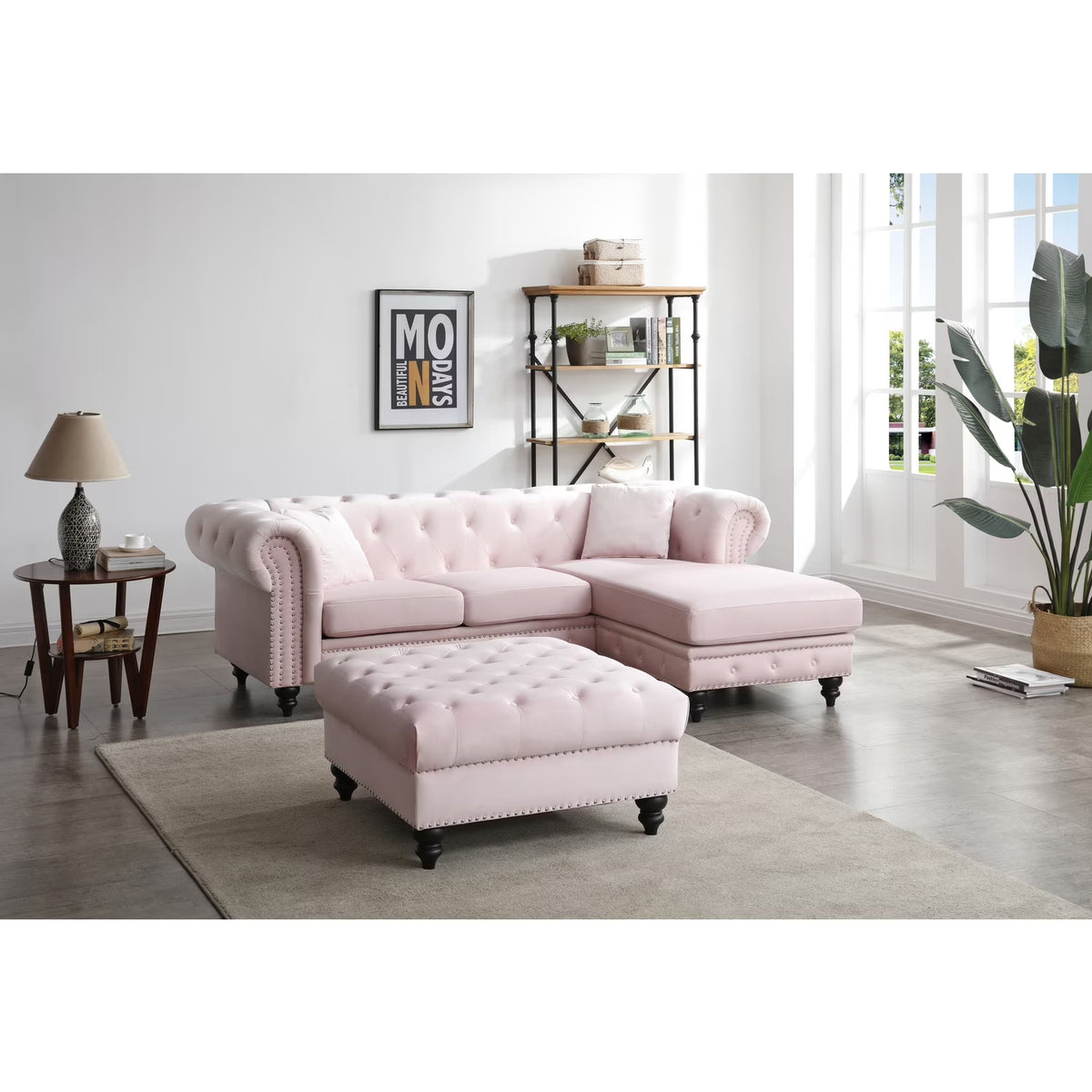 Pink Sofa Chaise ( 3 Boxes ) E264