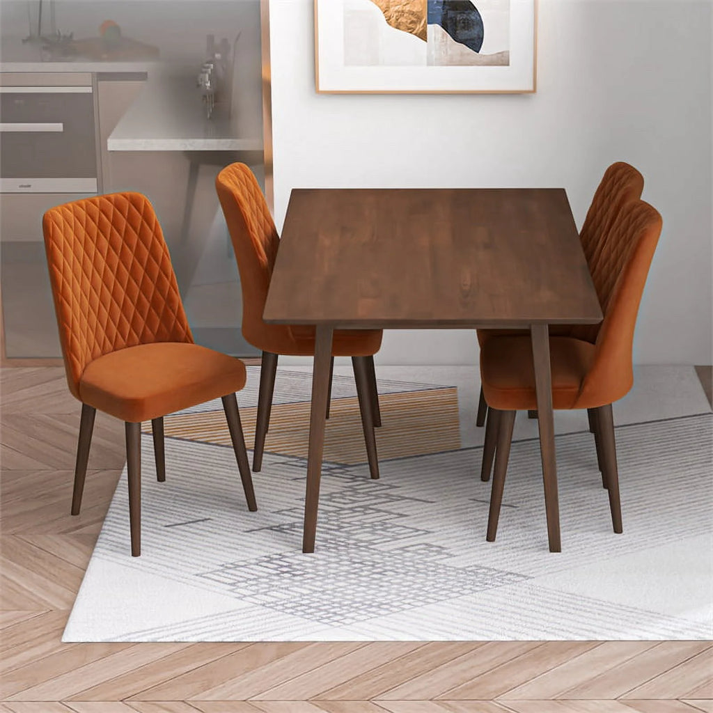 Mid-Century Modern Solid Wood Dining Table in Brown S2601