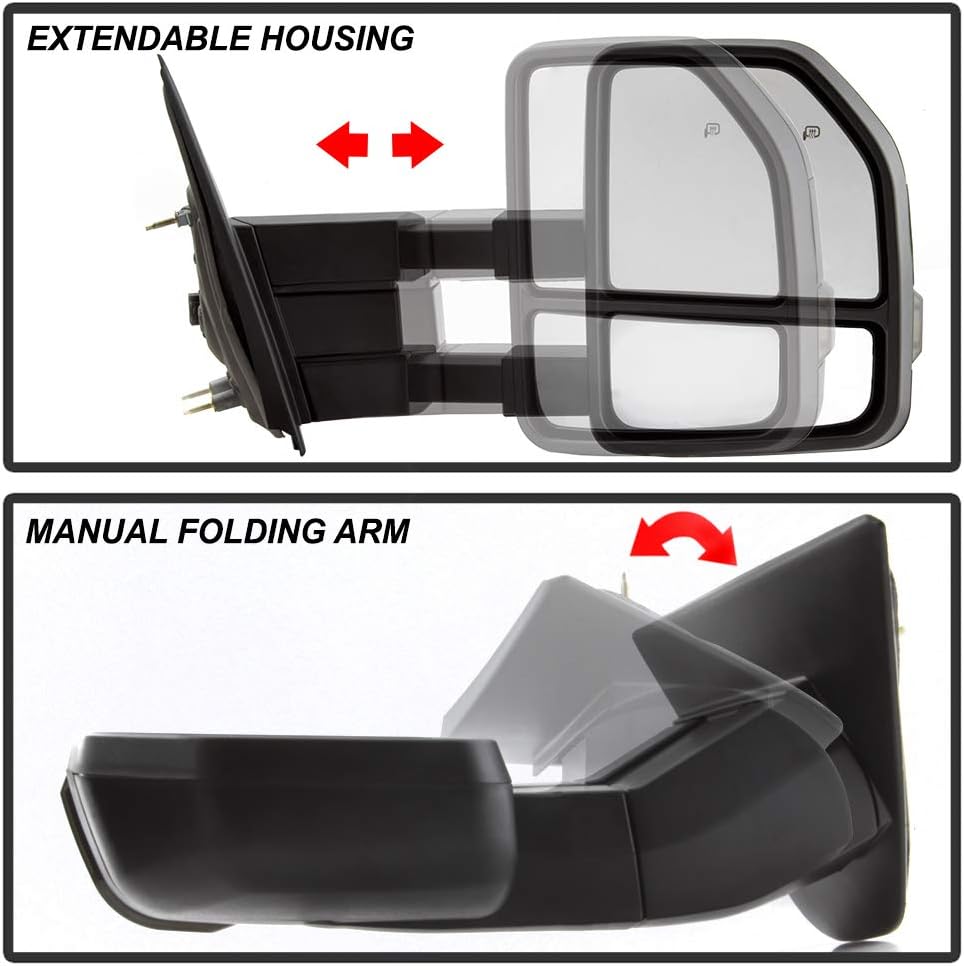 Telescoping Power Heated LED Signal Lights Towing Mirrors Pair Set C210323