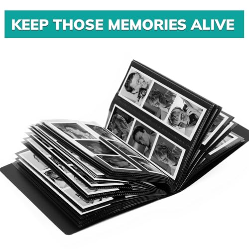 2x6 Photo Strip Album, 26 Pages, Holds 104 Photos, Black, 1-Pack H842793
