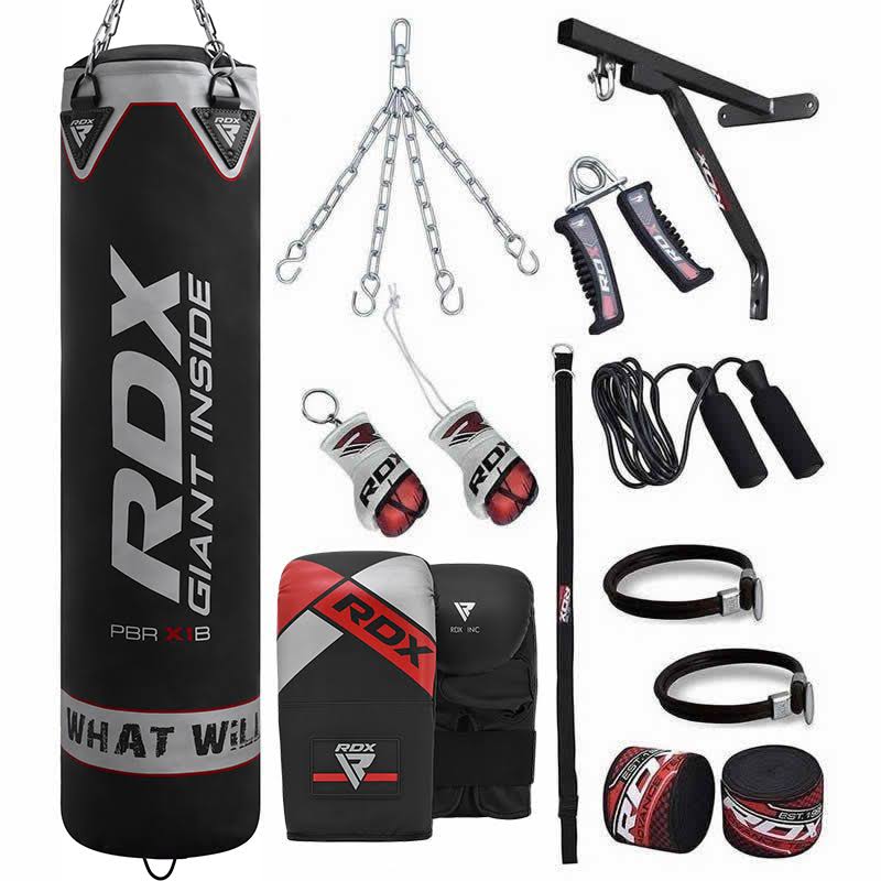 4ft 17-in-1 Black Punch Bag & Mitts P439