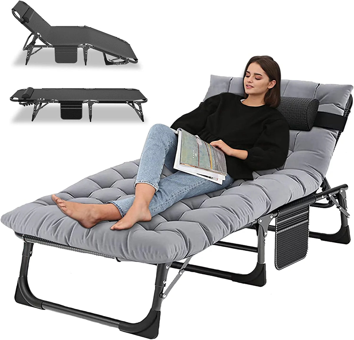 Folding Camping Cot with Cushion & Pillow K428