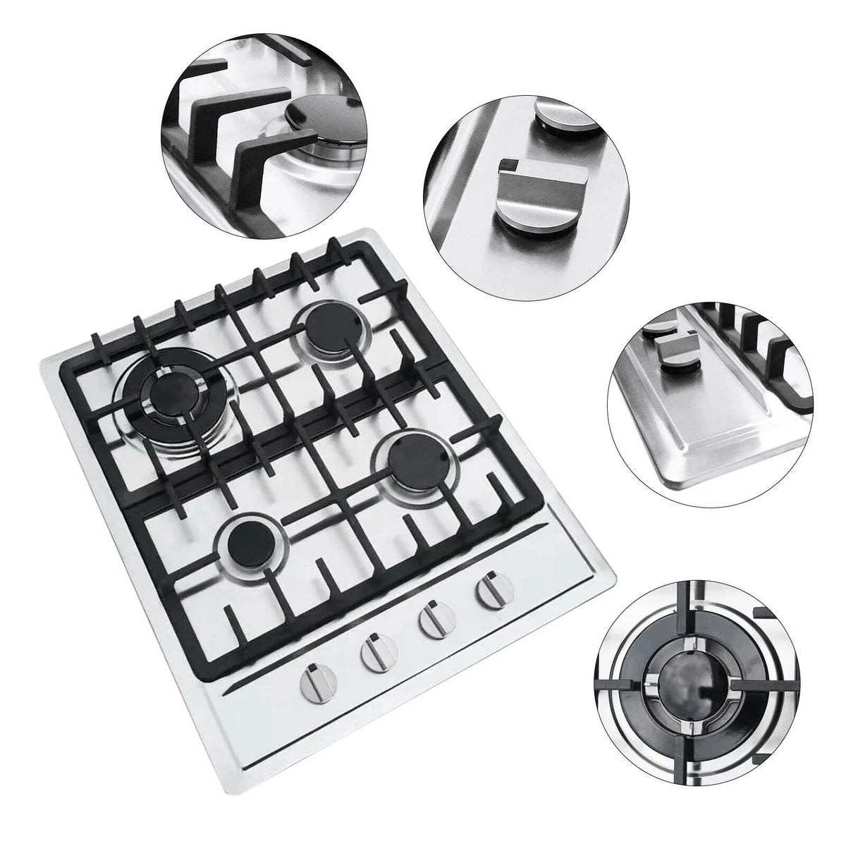 Stainless Steel 4-Burner Built-In Gas Cooktop F500