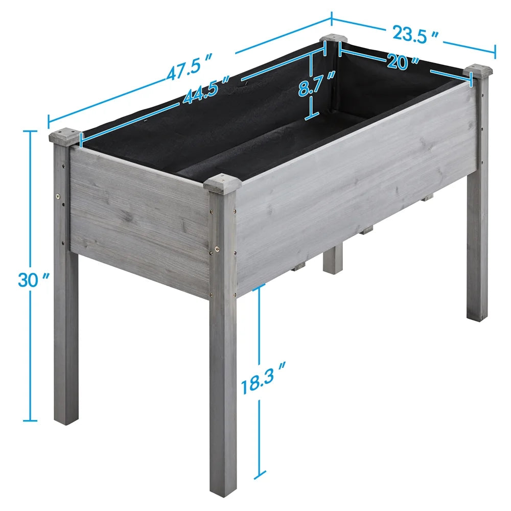 Gray Fir Wood Raised Garden Bed Planter Box S1658