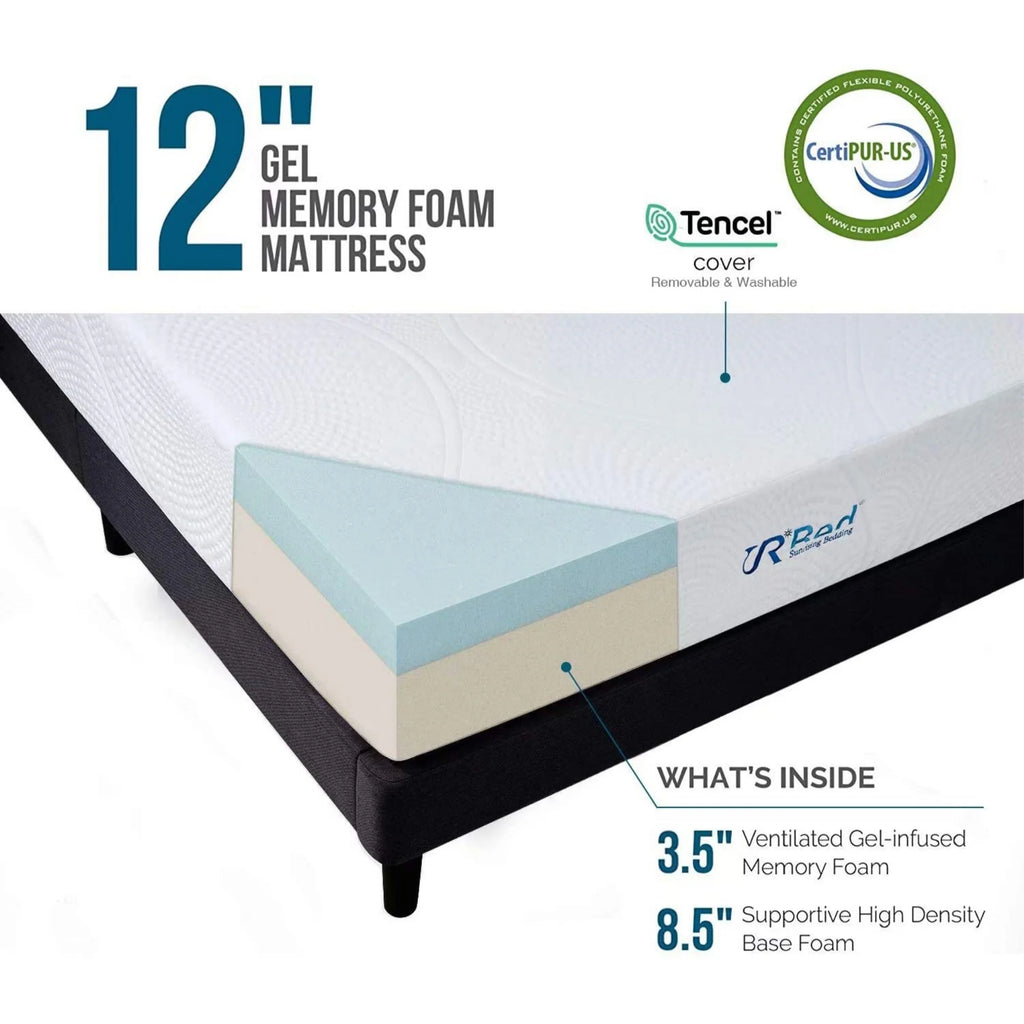 12 Gel Memory Foam Mattress Twin Size Firm R500016
