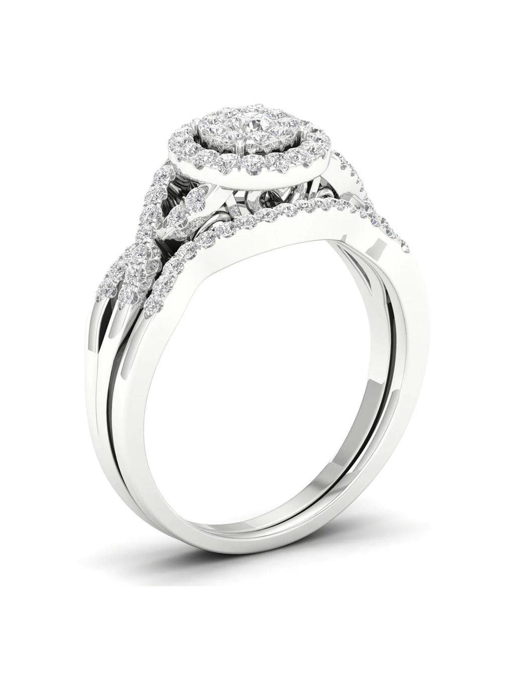 3/8Ct Diamond 10k White Gold Bridal Ring Set X984