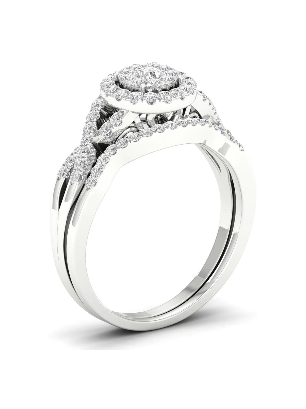 3/8Ct Diamond 10k White Gold Bridal Ring Set X984