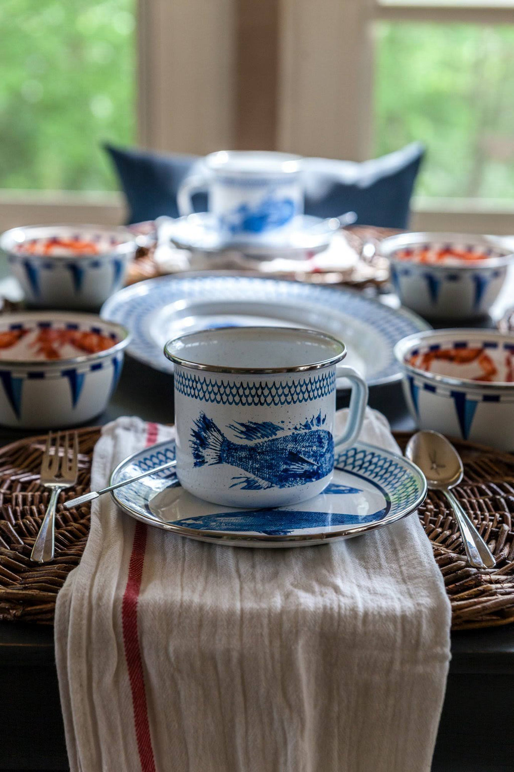 Blue Enamelware Sandwich Plates, Set of 4 E655208