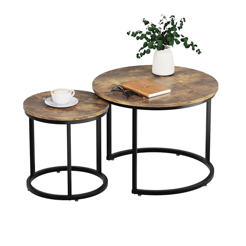 Set of 2 Round Wood Grain Coffee Table E236