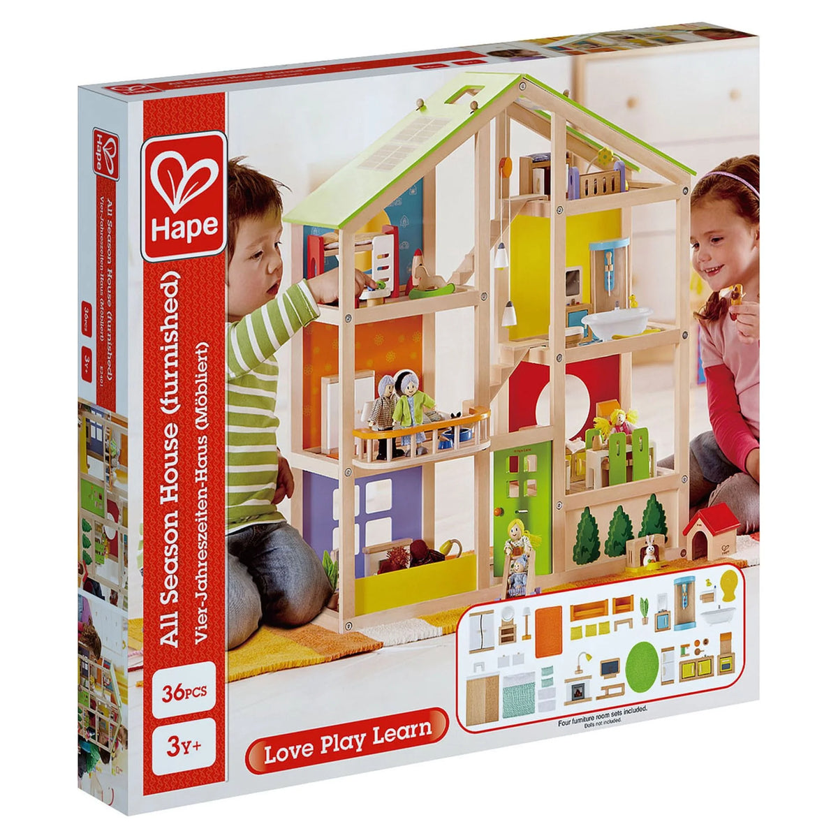 Wooden Furnished Dollhouse Playset I16739