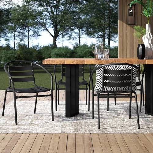 Black Stacking Patio Dining Chair C839