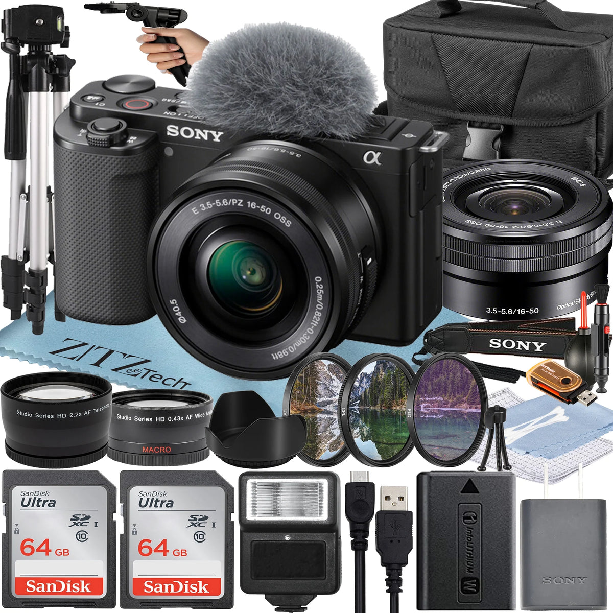 Black Mirrorless Camera with 16-50mm Lens Q189
