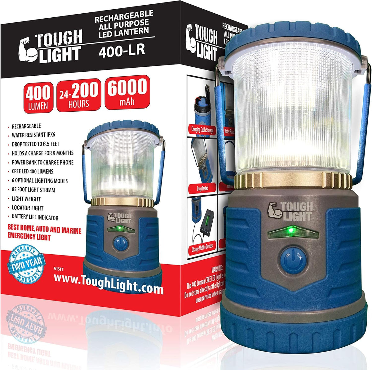 LED Rechargeable Camping and Emergency Lantern with Cell Phone Charger Z598439