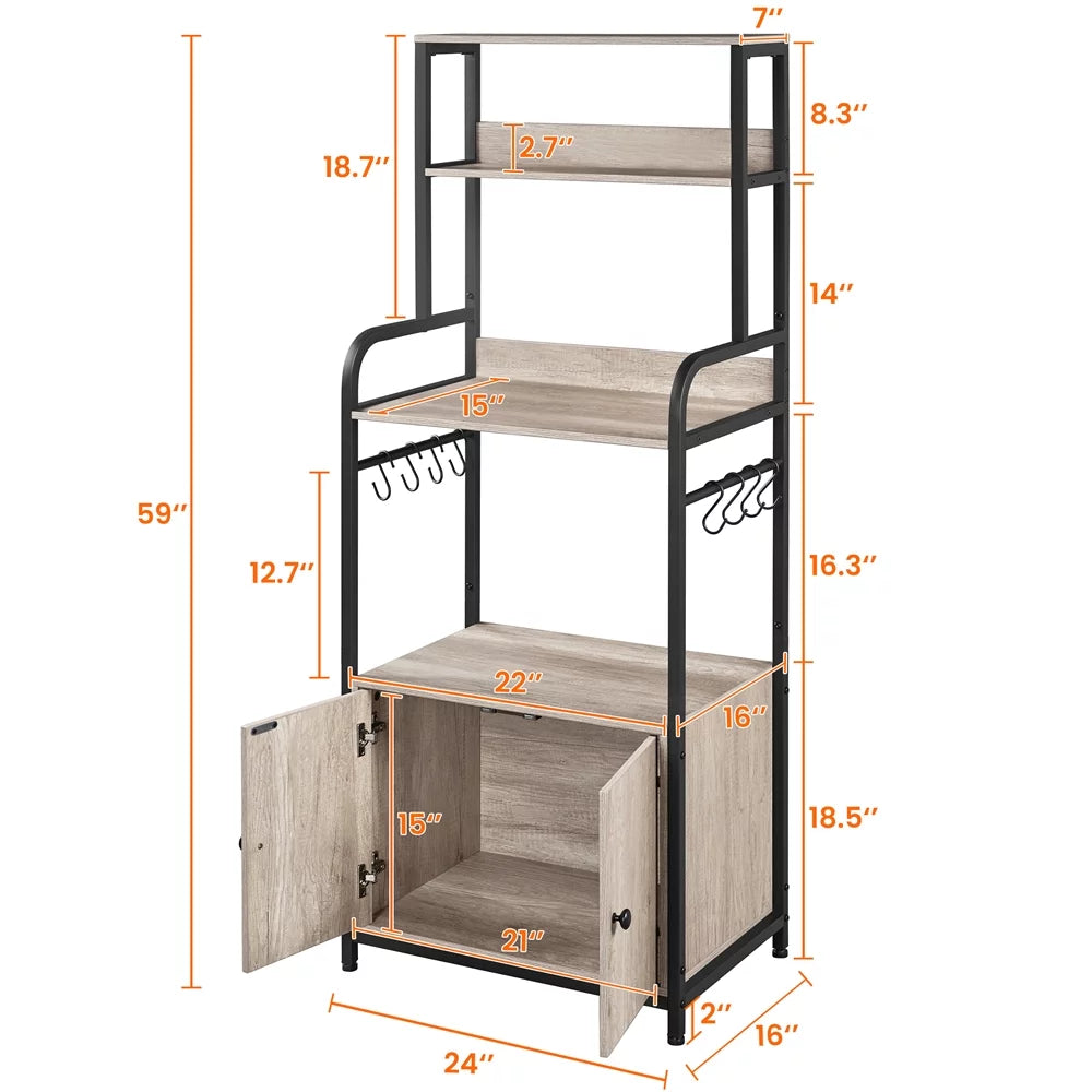Gray Baker's Rack with Cabinet H35705