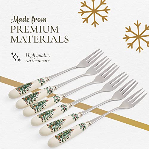 Set of 6 Stainless Steel Teaspoons with Porcelain Handles N8332