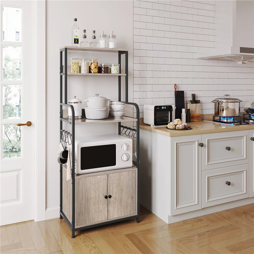 Gray Baker's Rack with Cabinet H35705