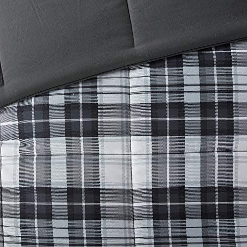 Black King 3 Piece Plaid Comforter Set P4583