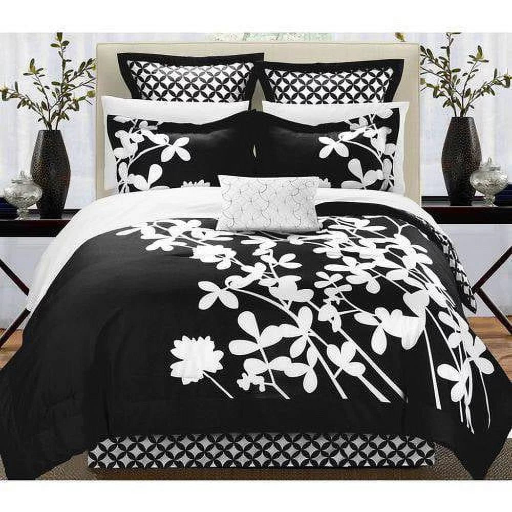 Black Queen 7-Piece Floral Comforter E361