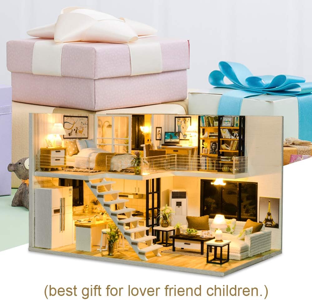 Dollhouse Miniature with Furniture, DIY Dollhouse Kit I7157