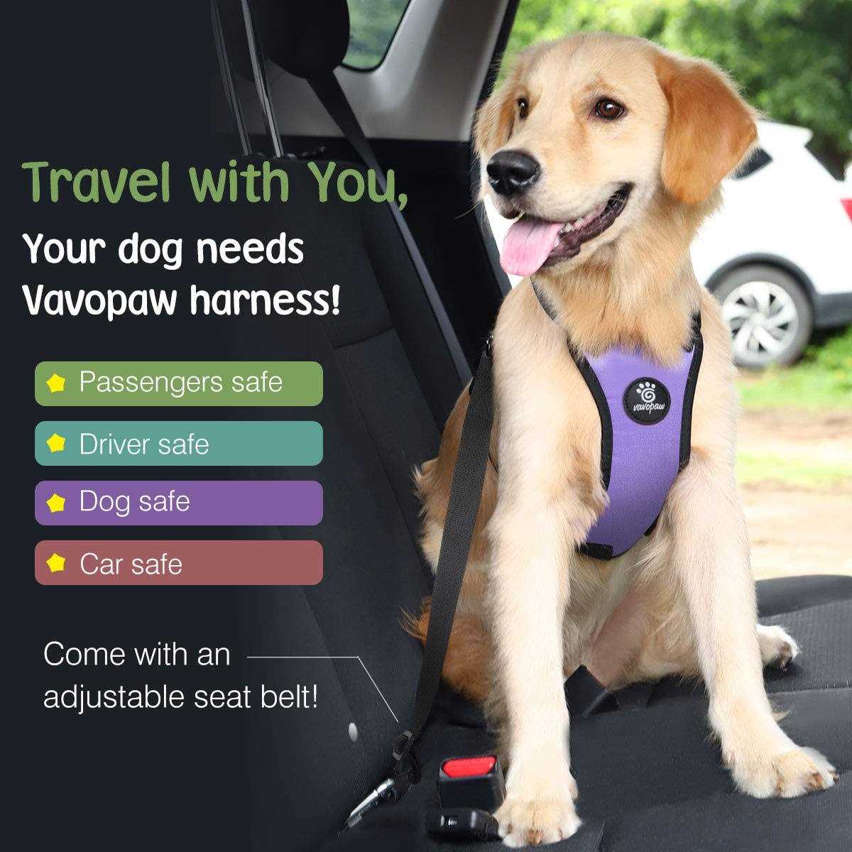 Adjustable Soft Padded Mesh Dog Safety Vest Harness with Travel Strap and Carabiner I813582